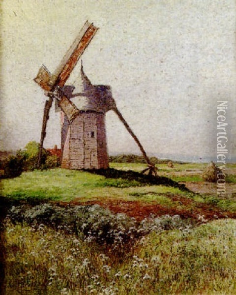 Le Moulin A Vent En Hollande Oil Painting - Pierre Ernest Prins