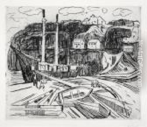 Ship Being Scrapped Ca.1916 Oil Painting - Edvard Munch