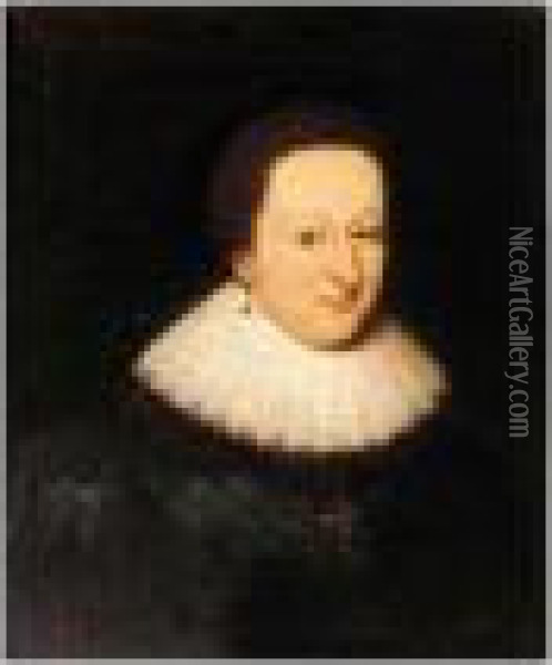 Portrait Of Henrietta Stuart, Marchioness Of Huntley Oil Painting - George Jamesone