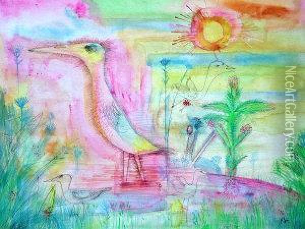 Vogel Pep Oil Painting - Paul Klee