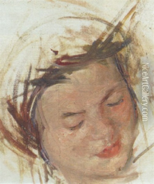 Tete D'enfant Oil Painting - Mary Cassatt