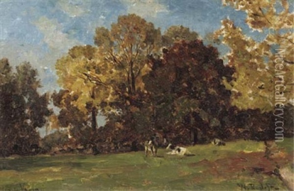 Huis Te Voorn - Cattle In A Meadow Near Utrecht Oil Painting - Willem Roelofs