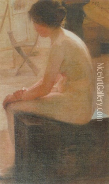 Modelo Femenino Desnudo Oil Painting - Carlos Maria Herrera