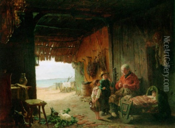 The Fisherman's Home Oil Painting - Felix Schlesinger