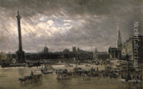 Trafalgar Square Oil Painting - Francis S. Walker