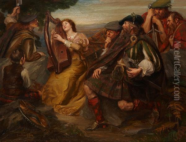 Annot Lyle, Song To The Clarsach Oil Painting - Graham De Glen