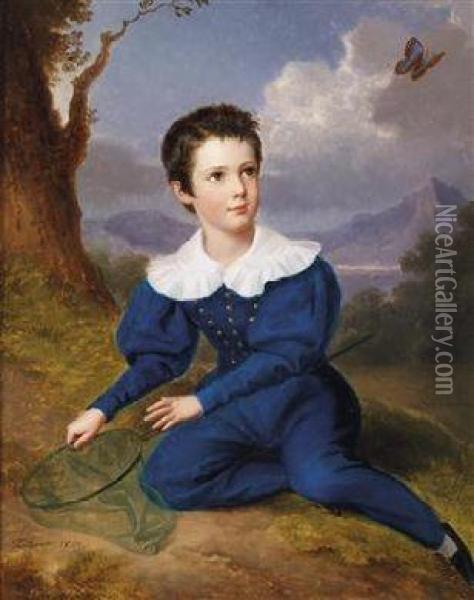 Portrait Ofmaximilian Baron Von Hammer-purgstall Oil Painting - Leopold Fertbauer