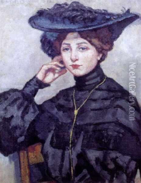 Portrait D'une Elegante Oil Painting - Charles Francois Prosper Guerin