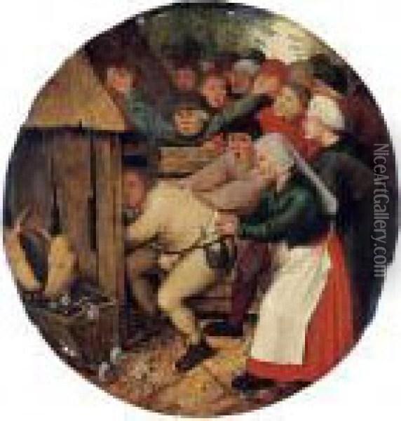 Pushed Into The Pig Sty (````t' Oil Painting - Pieter The Younger Brueghel