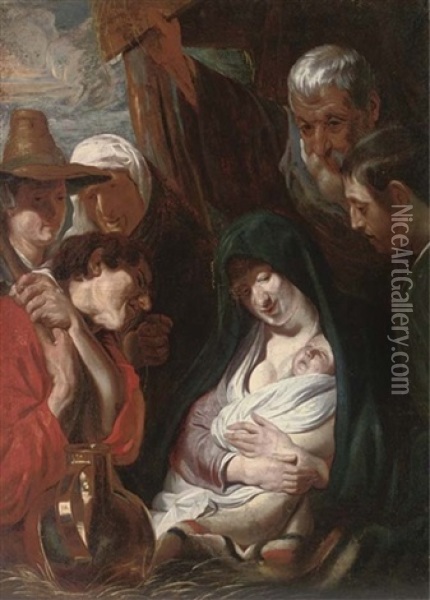 The Adoration Of The Shepherds Oil Painting - Jacob Jordaens