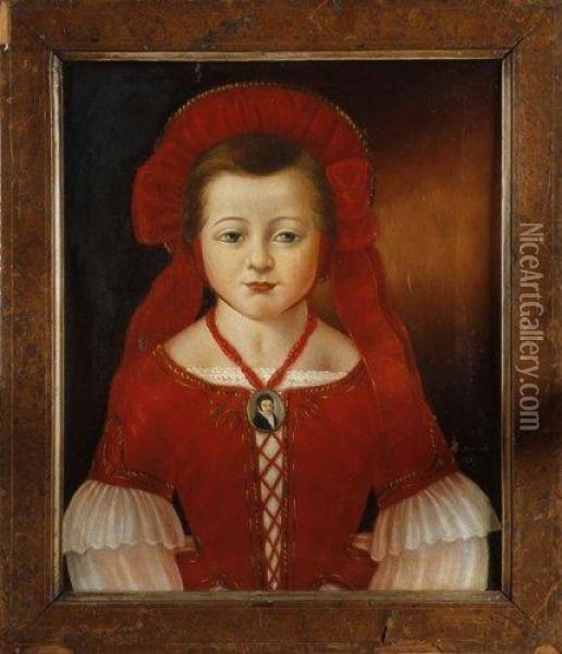 Portrait De Jeune Femme. Oil Painting - Ponsinet