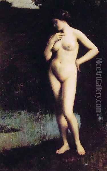 Standing Nude before the Lake Oil Painting - Antony Troncet