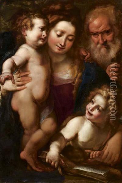 Sacra Famiglia Con San Giovannino Oil Painting - Giulio Cesare Procaccini