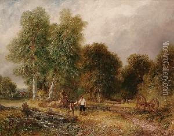 The Woodcuters, Worstershire Oil Painting - Frederick Henry Henshaw