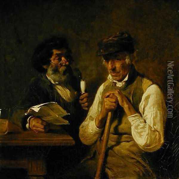 Workers Talking Politics Oil Painting - Hermann Kauffmann