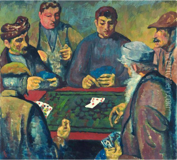 Die Kartenspieler Oil Painting - Giovanni Giacometti