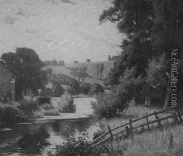 The Weir Near Northampton Oil Painting - Sir Alfred East