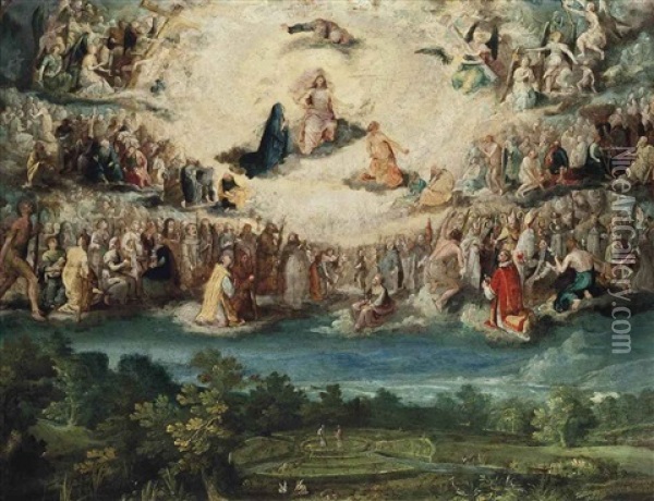 Christ In Glory, With The Courts Of Heaven Oil Painting - Adam Elsheimer