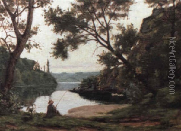 Fishing On The Marne River Oil Painting - Stanislas Lepine