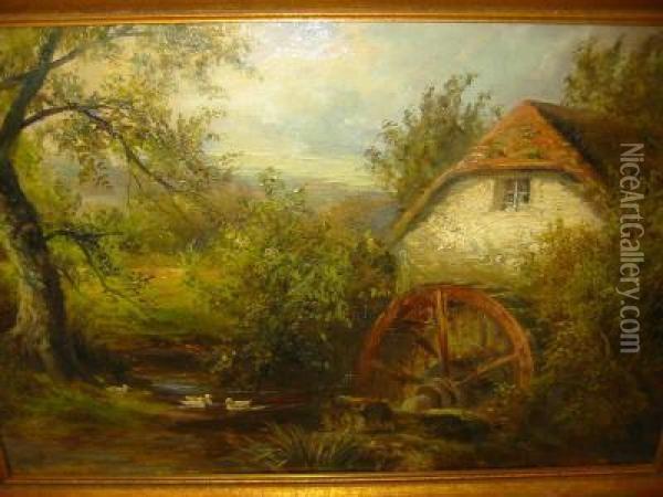 A Derbyshire Mill Oil Painting - George Turner