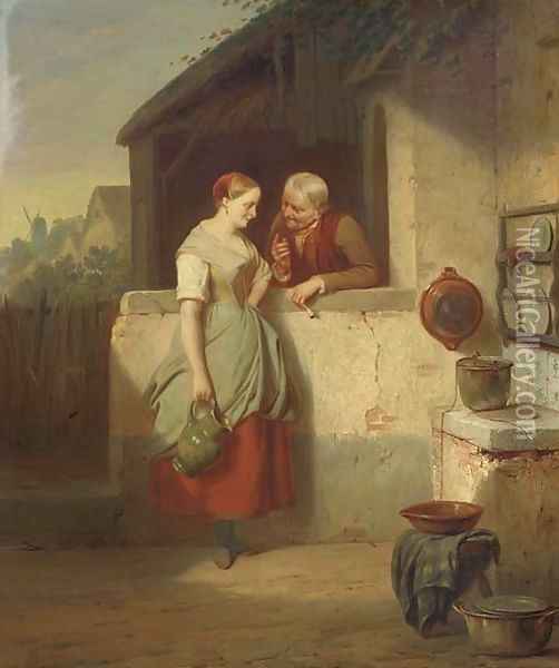 The entertaining conversation Oil Painting - Louis Somers