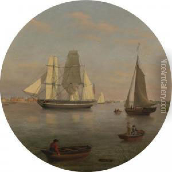 View Of Annapolis, Maryland And The School Ship, St. Mary Oil Painting - Thomas Birch