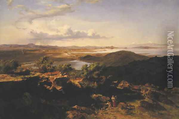 The Valley of Mexico from Sta. Isabel Hill, 1875 Oil Painting - Jose Maria Velasco
