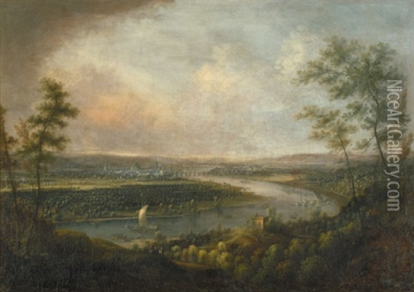 Blick Auf Dresden Vom Weisen Hirsch Aus Oil Painting - Johann Alexander Thiele