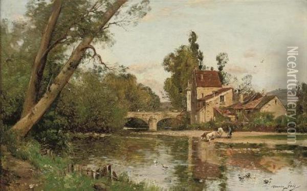 Le Pont De St. Pere Sous Vezelay Oil Painting - Maurice Levis