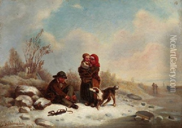 Vor Dem Eisvergnugen Oil Painting - Eduard Hildebrandt