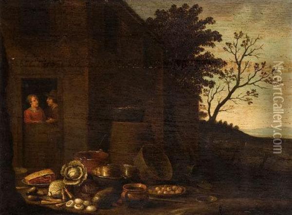 Scena Di Mercato Oil Painting - David The Younger Teniers