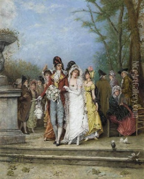 The Wedding Party Oil Painting - Mariano Alonso Perez
