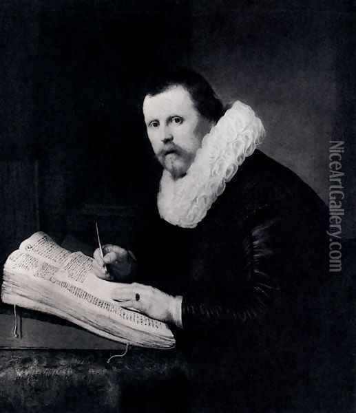 Young Man At His Desk Oil Painting - Rembrandt Van Rijn