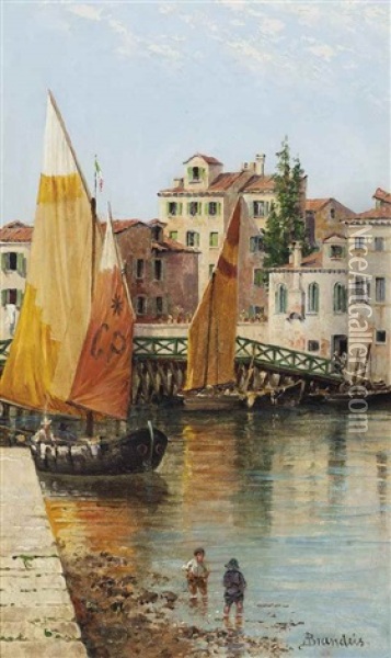 Venetian Barges Oil Painting - Antonietta Brandeis
