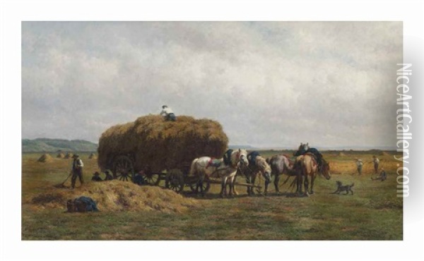 Loading The Hay Wagon Oil Painting - Willem Carel Nakken