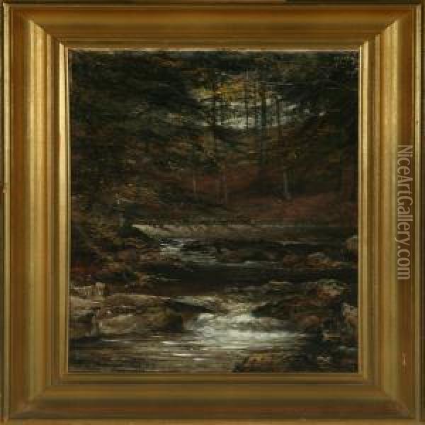 Forest Scenery With A Stream Oil Painting - Carl Frederick Aagaard