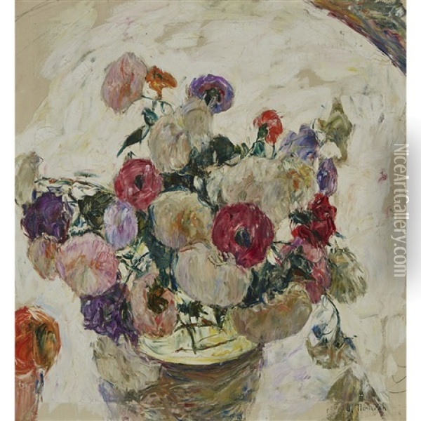 Still Life Of Flowers, 1930 Oil Painting - Abraham Manievich
