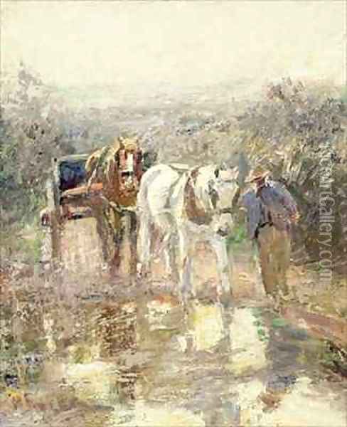 Horses and Cart Oil Painting - Harry Fidler