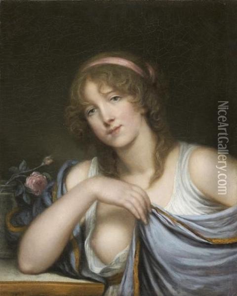 Jeune Femme A La Draperie Bleue Oil Painting - Jean Baptiste Greuze