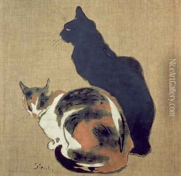 Two Cats, 1894 Oil Painting - Theophile Alexandre Steinlen