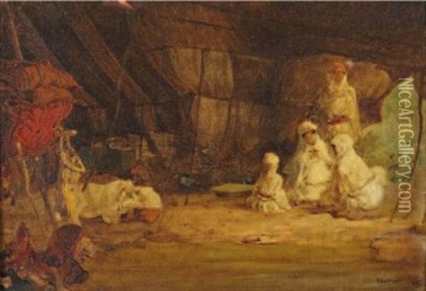 Interieur De Tente Arabe (study) Oil Painting - Gustave Achille Guillaumet