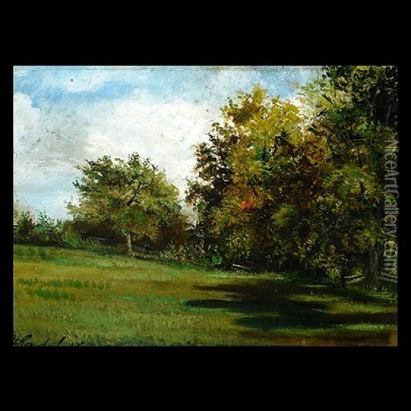 Green Field With Trees Oil Painting - Frederick Randall