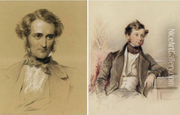 Portraits Of William Benson And A Seated Gentleman: Two Works Oil Painting - George Richmond