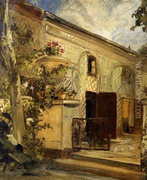 La Terrasse Oil Painting - Edouard-Jacques Dufeu