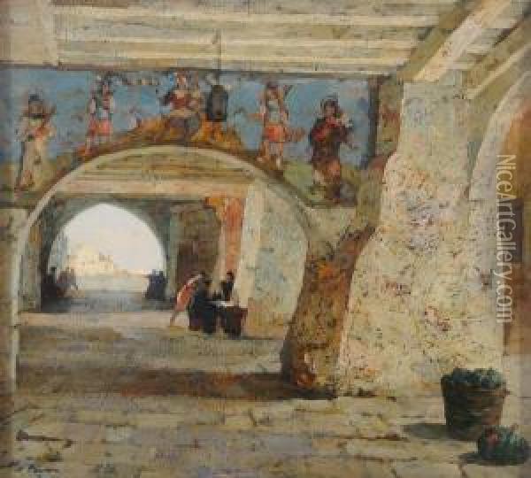 Galleria Veneziana Oil Painting - Angelo Pavan