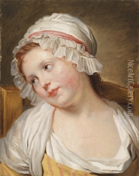 La Petite Soeur, Ein Nachdenkliches Junges Madchen Oil Painting - Jean Baptiste Greuze