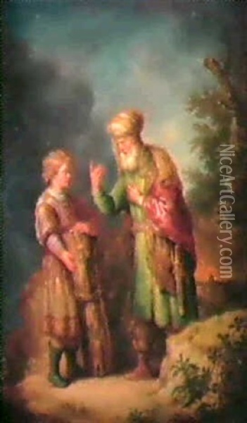 Abraham Et Isaac; & Le Manteau De Joseph Rapportea Jacob Oil Painting - Balthasar Beschey