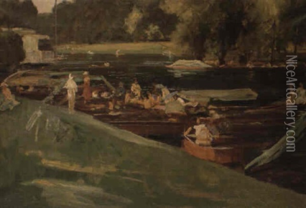 A River Scene Oil Painting - John Lavery