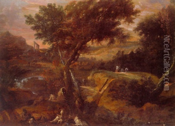 Paesaggio Con Monaci In Meditazione E In Preghiera Oil Painting - Alessandro Magnasco