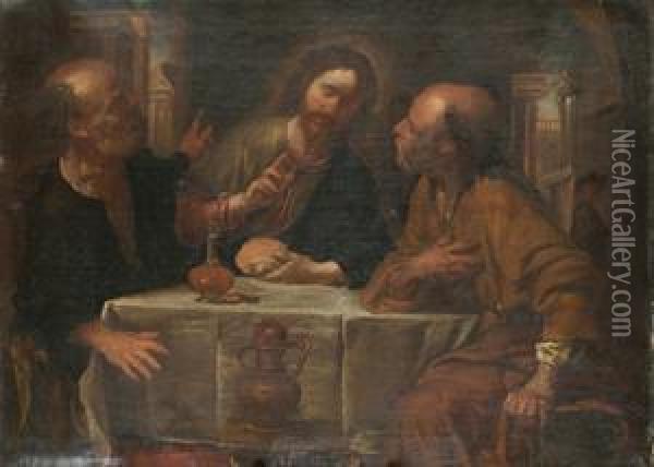 Supper At Emmaus Oil Painting - Orazio De Ferrari